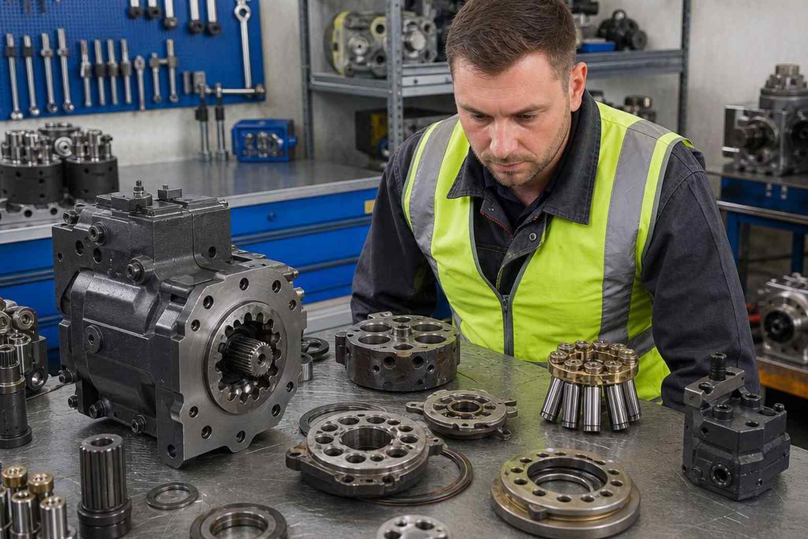 разборка гидронасоса Bosch Rexroth в сервисной мастерской