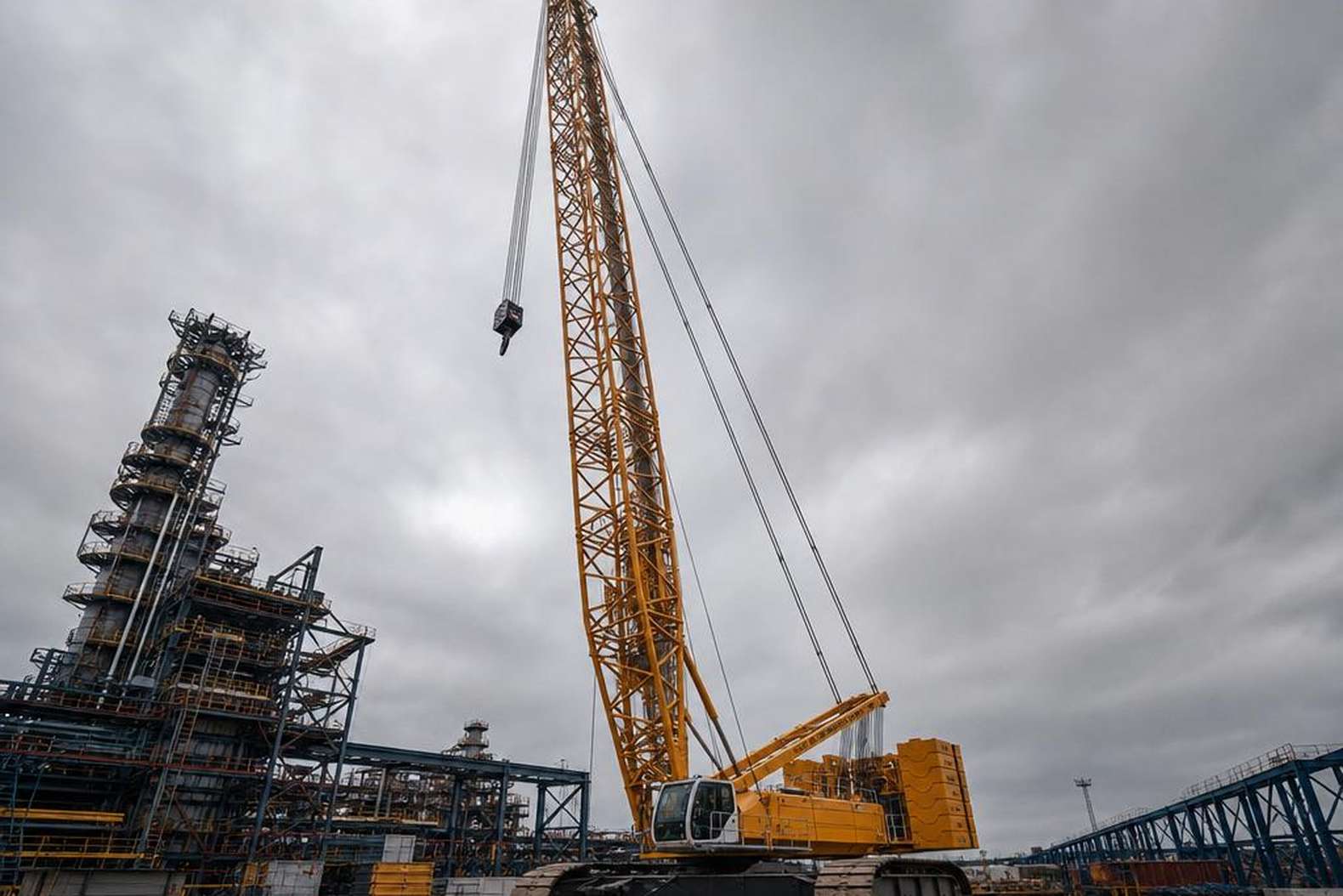 решетчатая стрела гусеничного крана Liebherr LR 1300 крупным планом