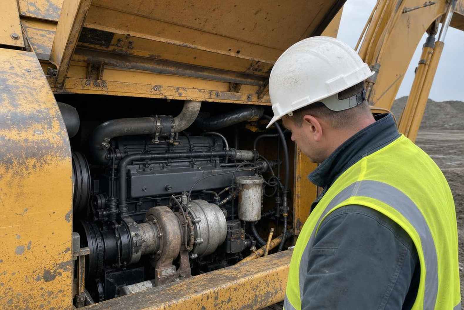 Cummins 6BTAA5.9 дизельный двигатель экскаватора вид сбоку